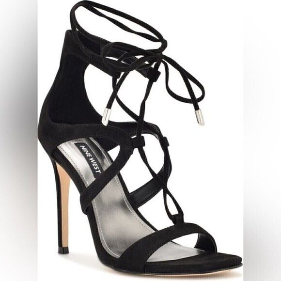 NINE WEST 10M Strappy Stilettos Sandal Ankle Wrap Heeled Dress high heel…shoes - Picture 8 of 11